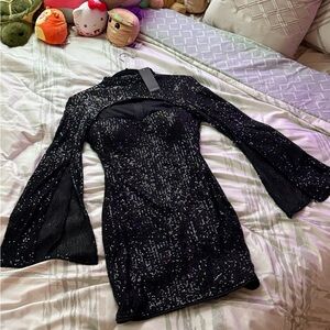 Fashion Nova Black Sequin Mini Dress